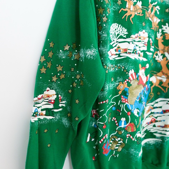 Vintage Christmas on Mainstreet puff print sweatshirt. - Picture 4 of 6